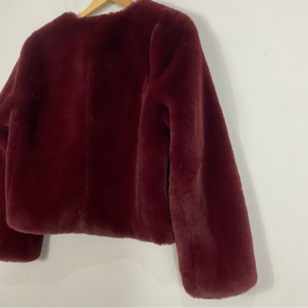J.CREW Collection Louisa Lady Jacket Faux Fur Burgundy - Picture 5 of 9